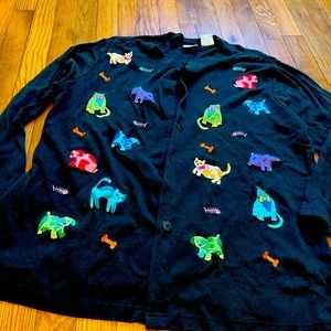 Blair cardigan with colorful dogs